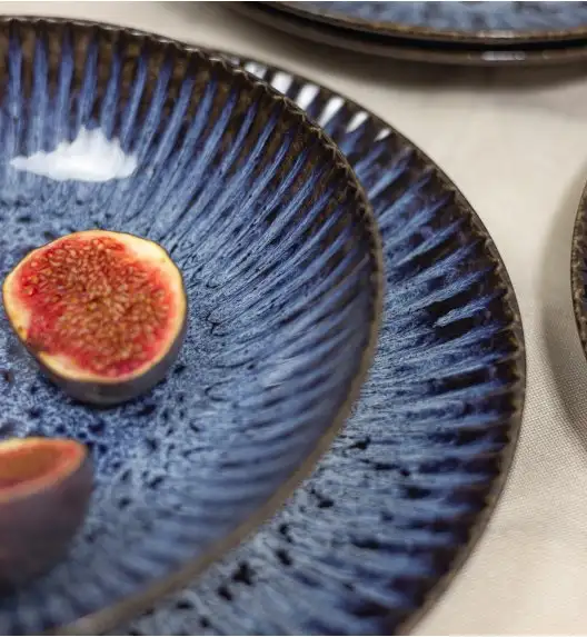 LUBIANA STONEWARE CERAMIKA / COSMOS / Serwis obiadowy 54 elementy dla 18 osób / odcień niebieskiego