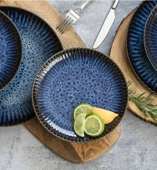 LUBIANA STONEWARE CERAMIKA / COSMOS / 18x Talerz obiadowy 27 cm / odcień niebieskiego