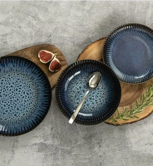 LUBIANA STONEWARE CERAMIKA / COSMOS / 18x Talerz obiadowy 27 cm / odcień niebieskiego