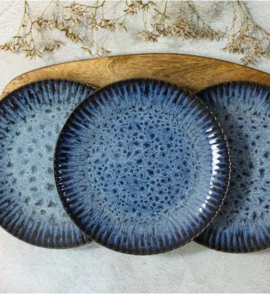 LUBIANA STONEWARE CERAMIKA / COSMOS / 18x Talerz deserowy 20,5 cm / odcień niebieskiego