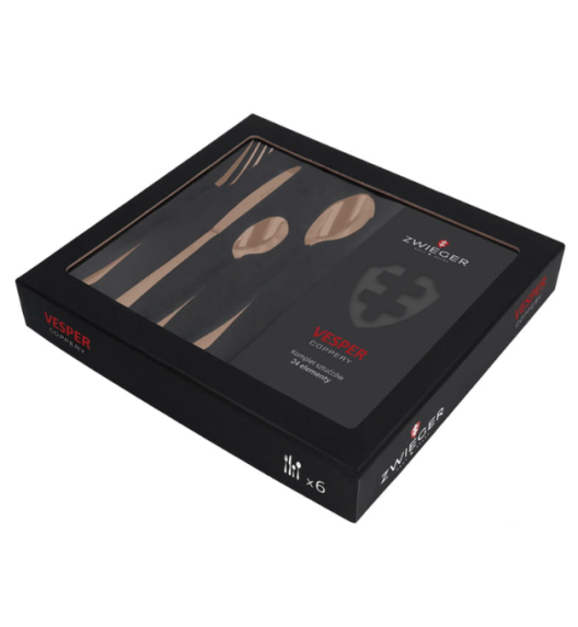 ZWIEGER VESPER COPPERY Sztućce komplet 72 elementy dla 18 osób / miedziane