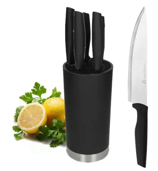 ZWIEGER VIRTU Komplet 5 noży kuchennych w czarnym bloku / stal nierdzewna + tworzywo PP