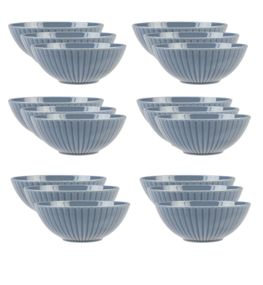 LUBIANA DAISY SEASIDE K9 Komplet 18 x salaterka 17 cm / szaro - niebieski