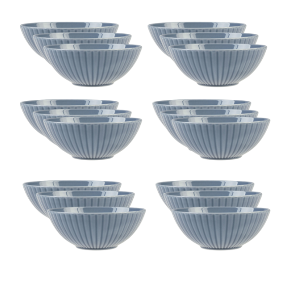 LUBIANA DAISY SEASIDE K9 Komplet 18 x salaterka 17 cm / szaro - niebieski