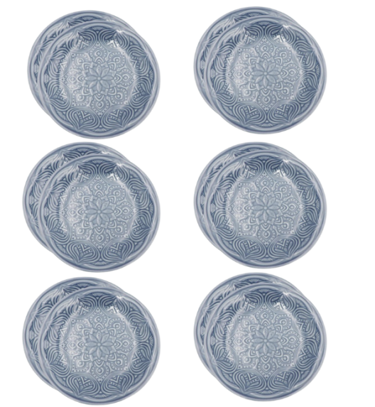 LUBIANA ORIENTAL | K9 SZARO - NIEBIESKI | 12x Talerz deserowy 21 cm | porcelana luz 