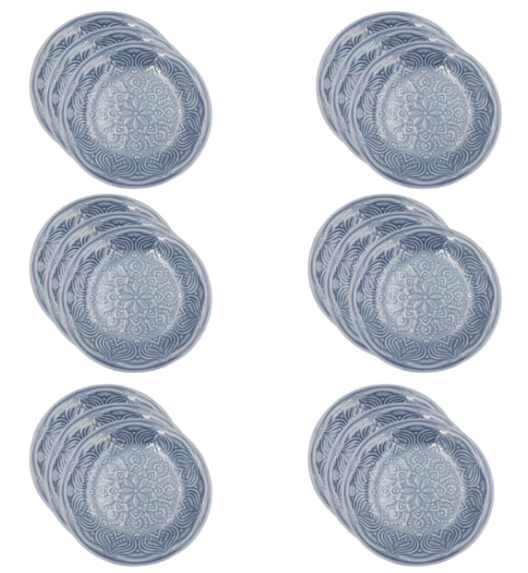 LUBIANA ORIENTAL | K9 SZARO - NIEBIESKI | 18x Talerz deserowy 21 cm | porcelana luz 