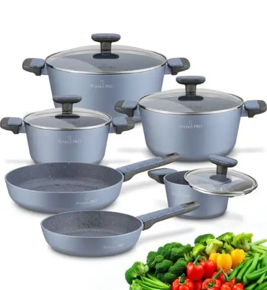 STARKE PRO DOUBLE Zestaw garnków 10 el z pokrywkami / non-stick / indukcja