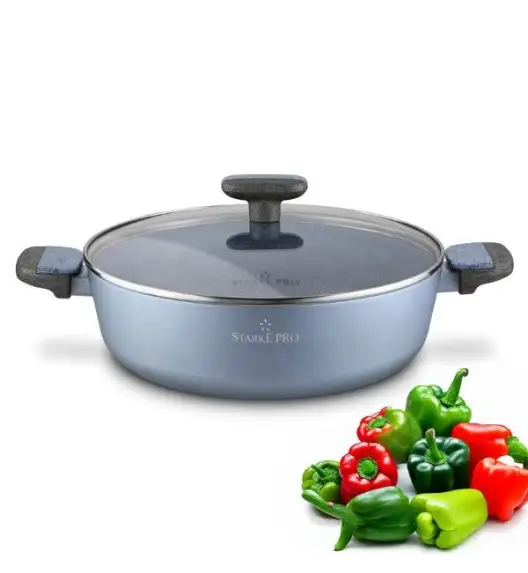 STARKE PRO DOUBLE Patelnia 28 cm z pokrywką / dwa uchwyty / non-stick / indukcja