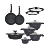 ZWIEGER BLACK STONE Zestaw garnków z pokrywkami 20, 24, 28 cm + Rondel 16 cm + Patelnie 20, 28 cm + Brytfanna Forte 33 cm + Pokrywki silikonowe TADAR