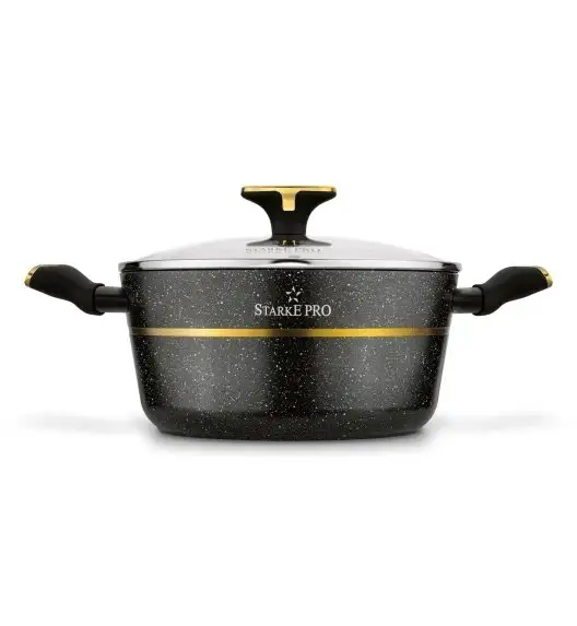 STARKE PRO GOLDEN MARBLE Zestaw garnków 10 el z pokrywkami / non-stick / indukcja