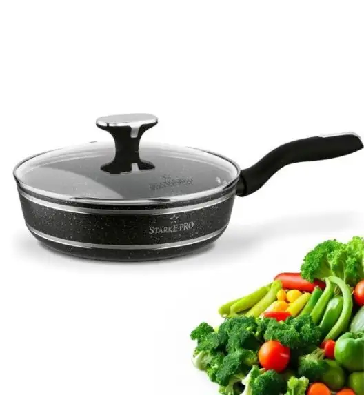 STARKE PRO CELEBRITY MARBLE Patelnia głęboka 24 cm + pokrywka / non-stick / indukcja