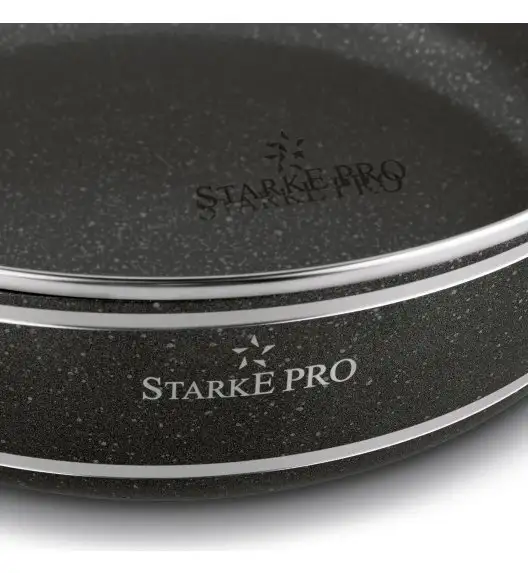 STARKE PRO CELEBRITY MARBLE Patelnia głęboka 28 cm + pokrywka / dwa uchwyty / non-stick / indukcja