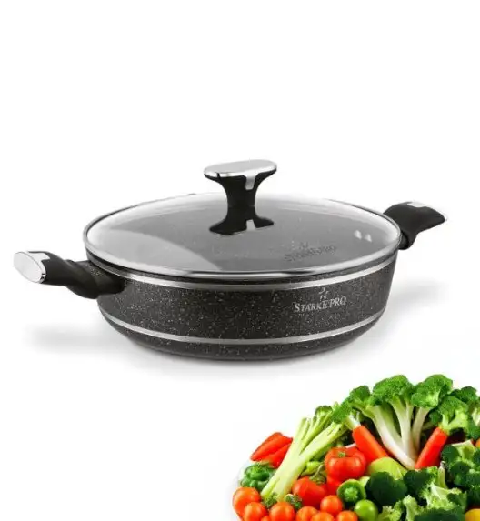 STARKE PRO CELEBRITY MARBLE Patelnia głęboka 28 cm + pokrywka / dwa uchwyty / non-stick / indukcja