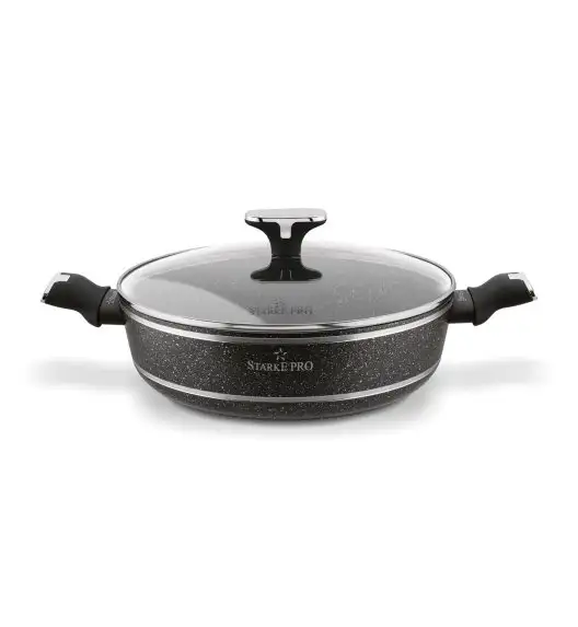STARKE PRO CELEBRITY MARBLE Patelnia głęboka 28 cm + pokrywka / dwa uchwyty / non-stick / indukcja