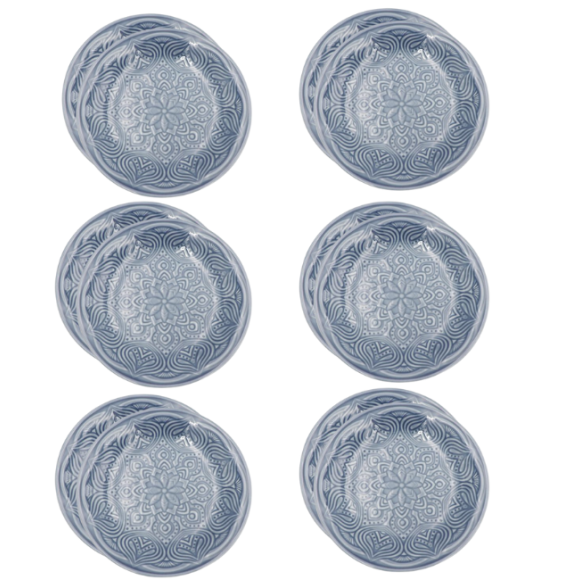 LUBIANA ORIENTAL | K9 SZARO - NIEBIESKI | 12 SZT. Talerz obiadowy 25 cm | porcelana luz 