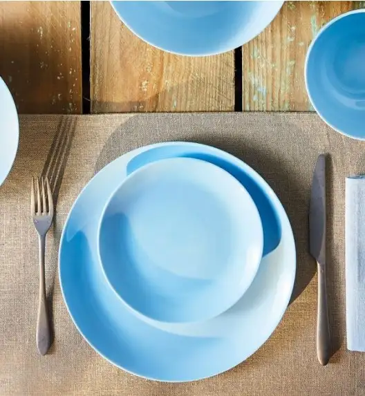 WYPRZEDAŻ! LUMINARC DIWALI LIGHT BLUE Komplet 3 talerzy dla 1 osoby / szkło hartowane