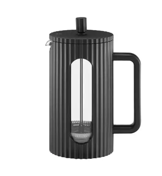 AMBITION CURLY Zaparzacz szklany 600 ml z pokrywką / czarny