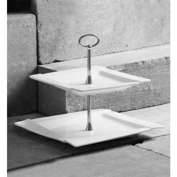 WYPRZEDAŻ! AMBITION KUBIKO Patera dwupoziomowa 25 x 25 cm / porcelana