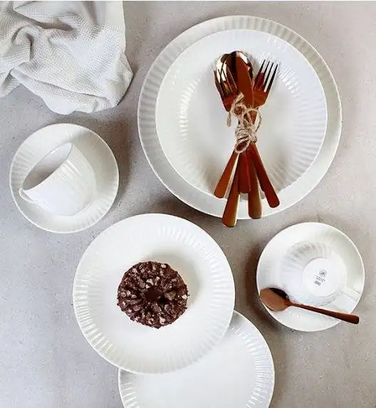 WYPRZEDAŻ! LUBIANA DAISY IVORY Ecru Zestaw 6 talerzy głębokich / porcelana