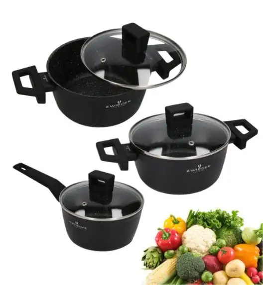 ZWIEGER FORTE Komplet garnków z pokrywkami 6 el /16, 18, 20 cm/ aluminium