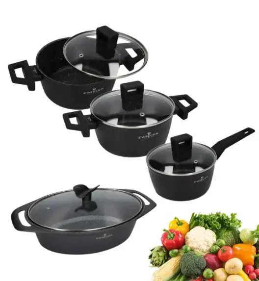ZWIEGER FORTE Komplet garnków z pokrywkami 6 el /16, 18, 20 cm + Brytfanna 33 cm / aluminium