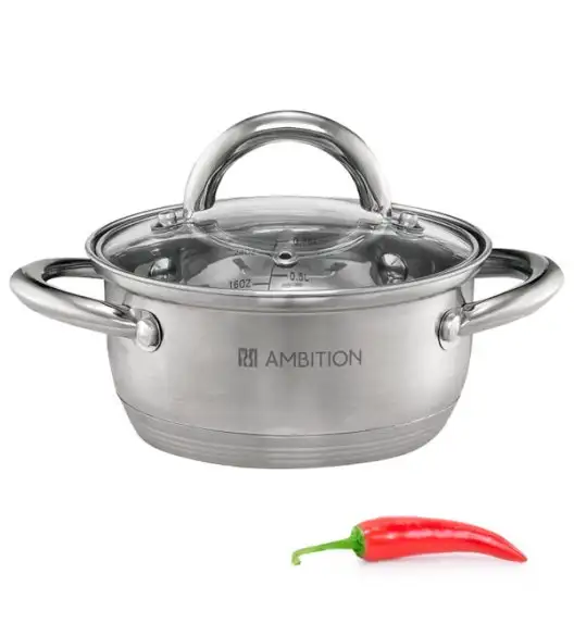 AMBITION SOLAR Garnek z pokrywką 14 cm 1,1 l / stal nierdzewna / indukcja