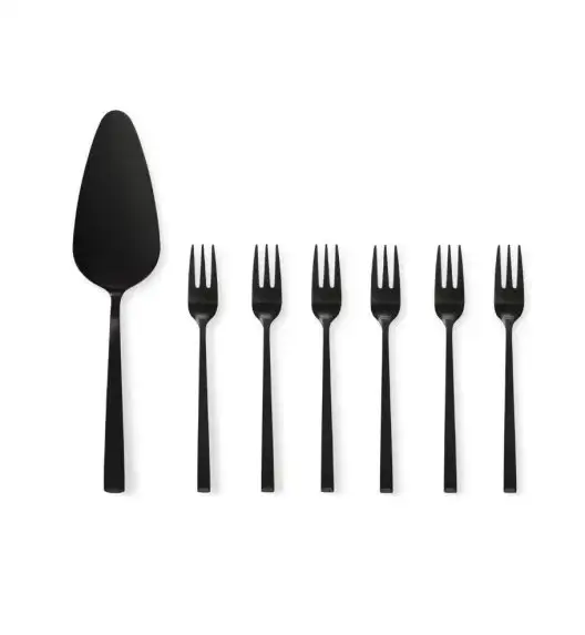 AMBITION COMO BLACK Komplet sztućców do ciasta 7 el dla 6 osób / czarny