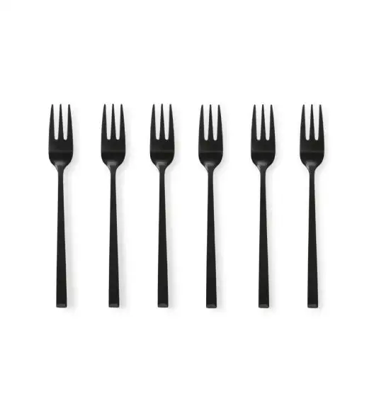 AMBITION COMO BLACK Komplet widelczyków do ciasta / 6 el dla 6 osób / czarny