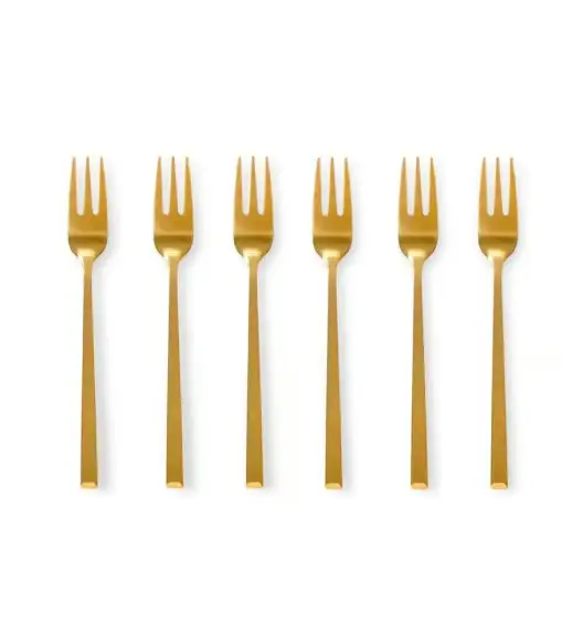 AMBITION COMO GOLD Komplet widelczyków do ciasta / 6 el dla 6 osób / złoty