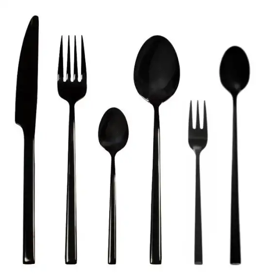AMBITION COMO BLACK Komplet sztućców 72 el dla 12 osób w pudełku / czarne sztućce