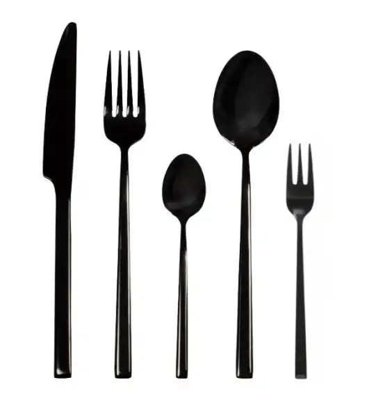 AMBITION COMO BLACK Komplet sztućców 90 el dla 18 osób w pudełku / czarne sztućce