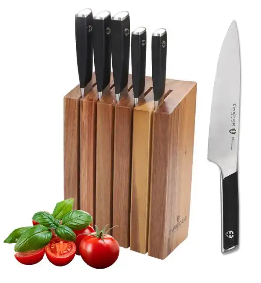 ZWIEGER MAGNETO Komplet 5 noży w bloku drewnianym / stal nierdzewna + drewno akacjowe
