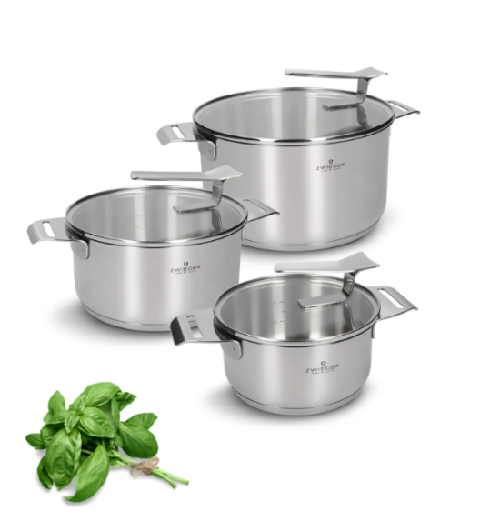ZWIEGER VISIONARY Komplet 3 garnki z pokrywkami 16, 20, 24 cm / stal nierdzewna / indukcja