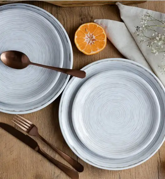 LUBIANA KERAJET | 709 KJ BRĄZOWY | Serwis obiadowy 6/18 elementów | 9174A