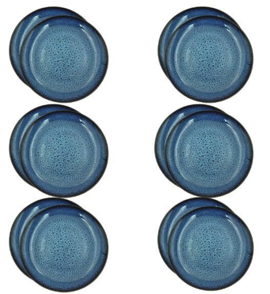 LUBIANA STONEWARE COSMOS / BOSS / 12x Talerz obiadowy 27 cm / odcień niebieskiego