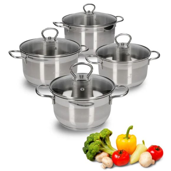 ZWIEGER ROCCA Komplet garnków z pokrywkami 8 el / stal nierdzewna AISI 304 
