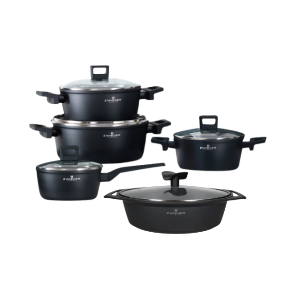 ZWIEGER FORTE Komplet garnków z pokrywkami / 16, 18, 20, 24 cm + Brytfanna 33 cm