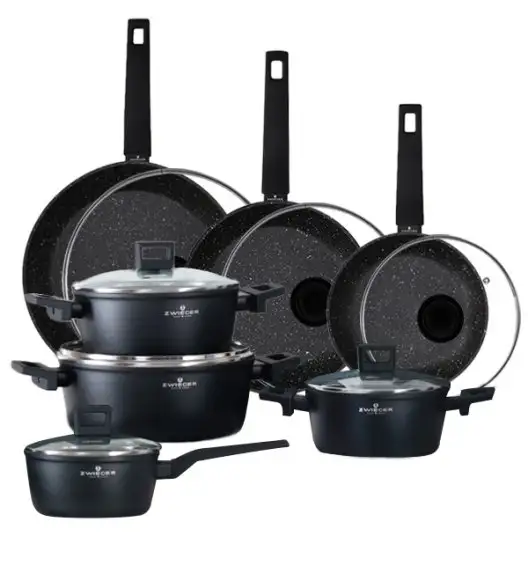 ZWIEGER FORTE Komplet garnków z pokrywkami / 16, 18, 20, 24 cm + Patelnie 20, 24, 28 cm + Pokrywki