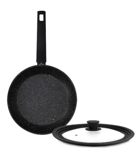 ZWIEGER FORTE Komplet patelnia aluminiowa 24 cm / powłoka granitowa PFLUON + pokrywka silikonowa