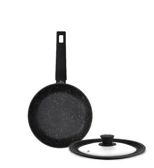 ZWIEGER FORTE Komplet patelnie aluminiowe 20, 28 cm / powłoka granitowa PFLUON + pokrywki silikonowe