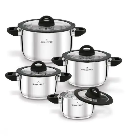 STARKE PRO SANTE Zestaw garnków nierdzewnych z pokrywkami 8 el / indukcja