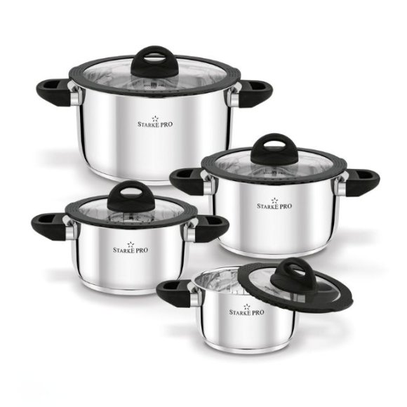 STARKE PRO SANTE Zestaw garnków nierdzewnych z pokrywkami 8 el / indukcja