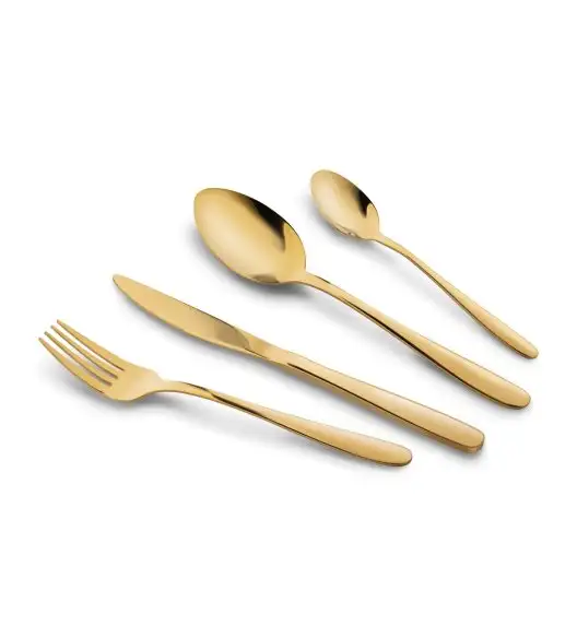 TADAR LEROS Zestaw sztućców 48 el dla 12 osób / złote / połysk