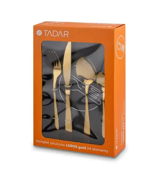 TADAR LEROS Zestaw sztućców 72 el dla 18 osób / złote / połysk
