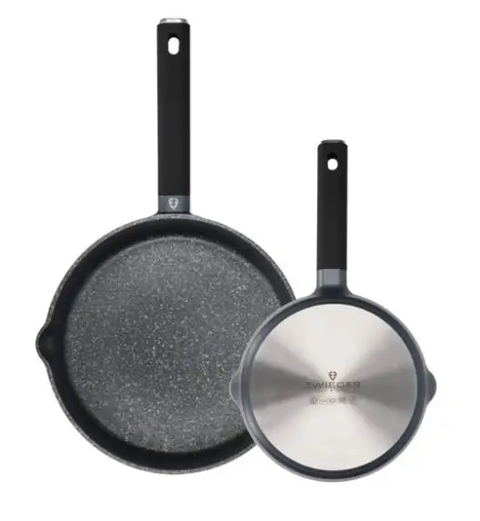 ZWIEGER VESNA Komplet garnków 6 el z pokrywkami 20, 24, 28 cm + Rondel 16 cm + Patelnie 20, 28 cm + Brytfanna 33 cm + Pokrywki silikonowe TADAR