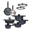 ZWIEGER VESNA Komplet garnków 6 el z pokrywkami 20, 24, 28 cm + Rondel 16 cm + Patelnie 20, 28 cm + Brytfanna 33 cm + Pokrywki silikonowe TADAR