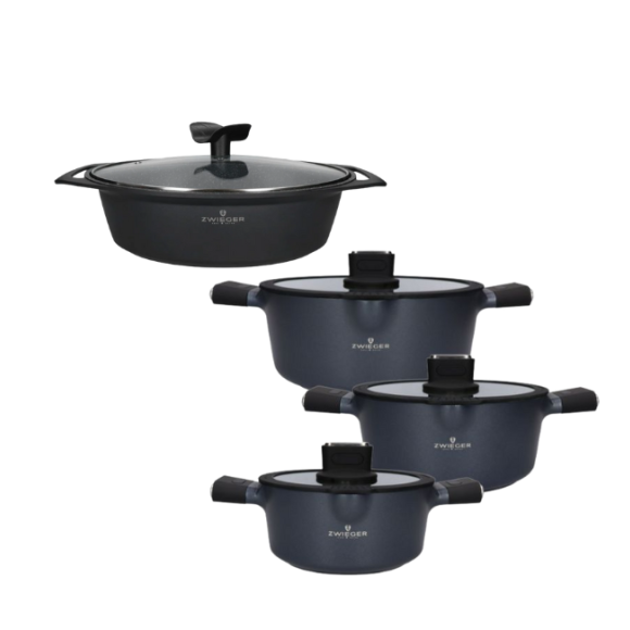 ZWIEGER VESNA Komplet garnków 6 el z pokrywkami 20, 24, 28 cm + Brytfanna 33 cm / indukcja