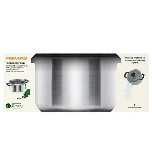 FISKARS FUNCTIONAL FORM 1072316 Garnek 3 l z pokrywką / stal nierdzewna