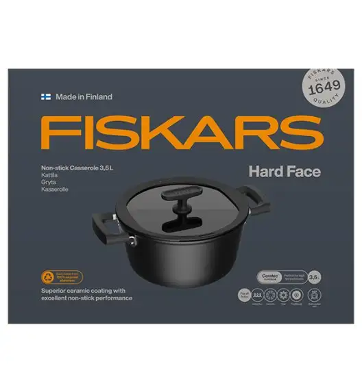 FISKARS HARD FACE Komplet garnki z pokrywkami 8 el / powłoka Ceratec™ Superior