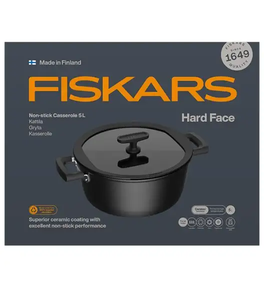 FISKARS HARD FACE Komplet garnki z pokrywkami 8 el / powłoka Ceratec™ Superior